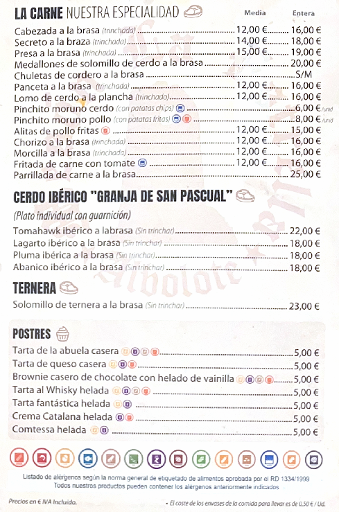 Carta Bar La Estrella Parte 2
